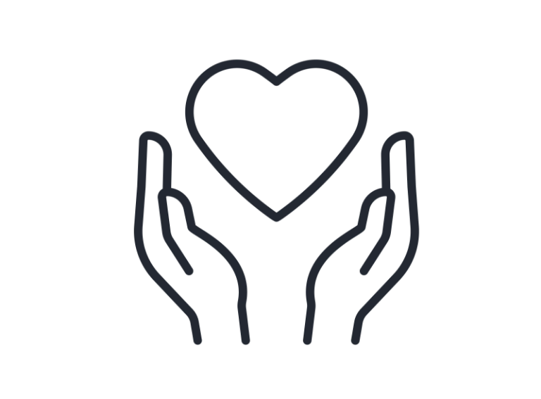 ikona serce pomiędzy dłońmi